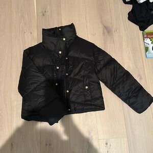 Jcrew cropped black puffer jacket